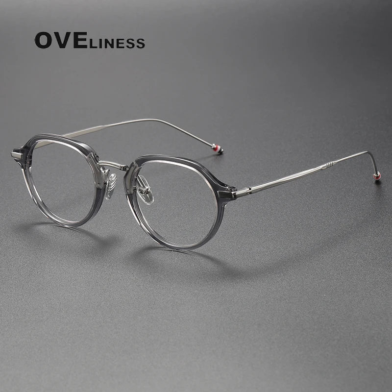 Oveliness Unisex Full Rim Oval Acetate Titanium Eyeglasses 369421