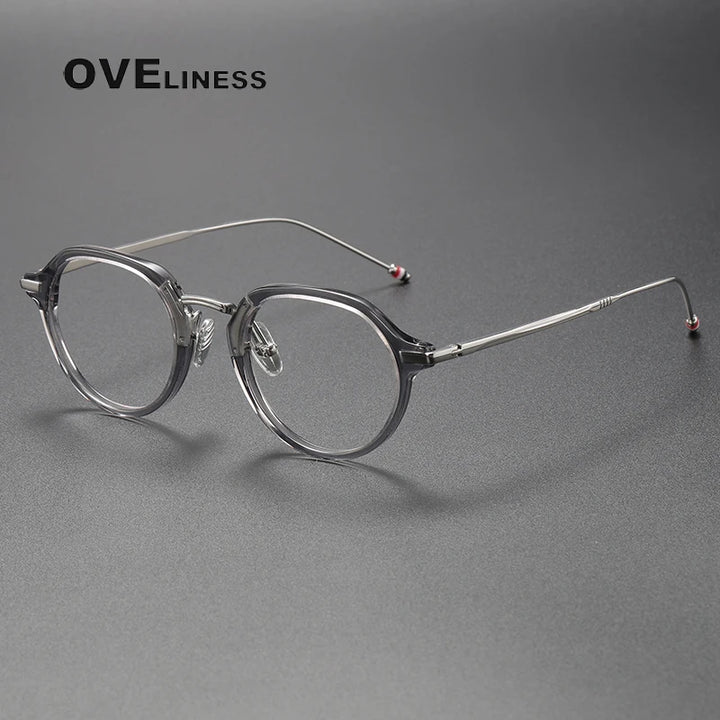 Oveliness Unisex Full Rim Oval Acetate Titanium Eyeglasses 369421