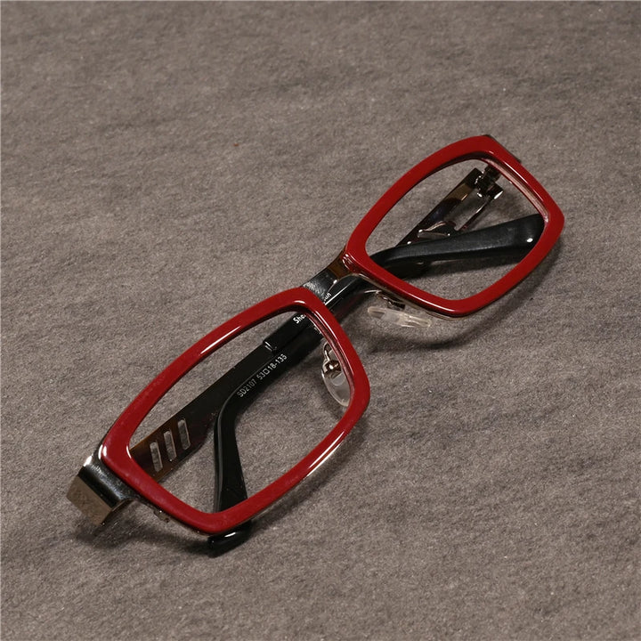 Cubojue Unisex Full Rim Rectangle Alloy Acetate Reading Glasses 73053 Reading Glasses Cubojue anti blue light -250 Red