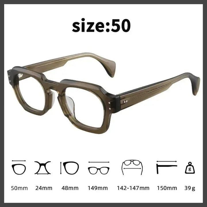 Hewei Unisex Full Rim Square Thick Acetate Eyeglasses 50149 Full Rim Hewei   