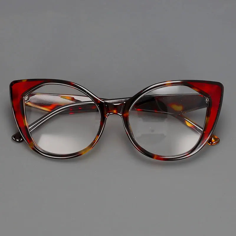 CCSpace Women's Full Rim Square Cat Eye Tr 90 Titanium Eyeglasses 56980 Full Rim CCspace C3Leopard  