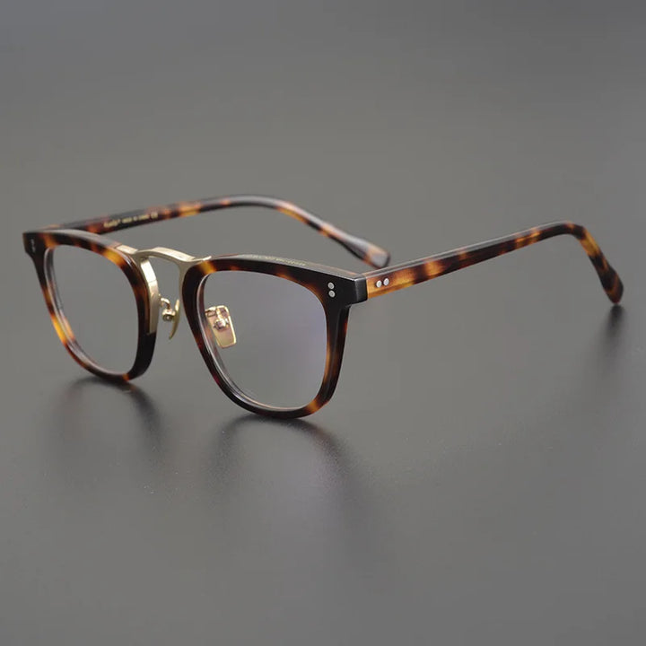 Hewei Unisex Full Rim Square Round Acetate  Eyeglasses 9803 Full Rim Hewei tortoise A  