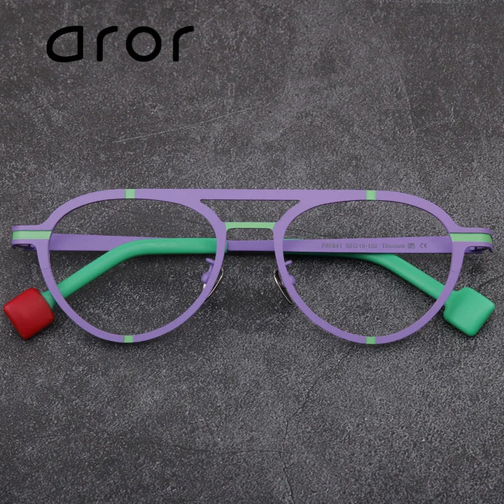 Aror Unisex Full Rim Oval Double Bridge Titanium Acetate Eyeglasses 4158 Full Rim Aror