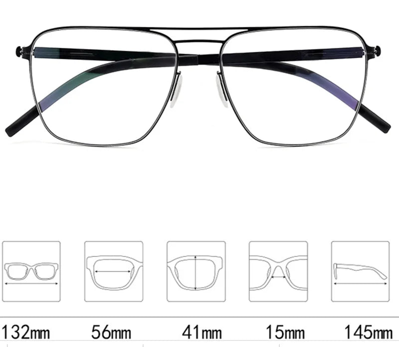 Aimee Unisex Full Rim Square Double Bridge Stainless Steel Eyeglasses 21251 Full Rim Aimee   