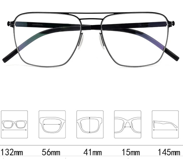 Aimee Unisex Full Rim Square Double Bridge Stainless Steel Eyeglasses 21251 Full Rim Aimee   