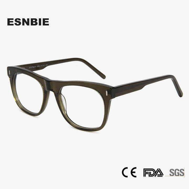 Esnbie Unisex Full Rim Big Square Brow Line Acetate Eyeglasses 31223 Full Rim Esnbie   