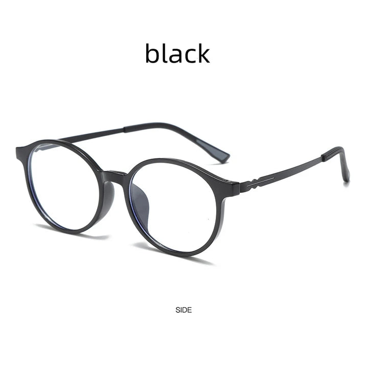 Kocolior Unisex Full Rim Round Tr 90 Titanium Eyeglasses 81347 Full Rim Kocolior Black  