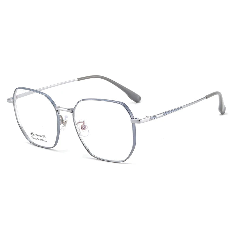 Bclear Unisex Full Rim Small Polygon Square Titanium Eyeglasses My6529 Full Rim Bclear Gray Silver  