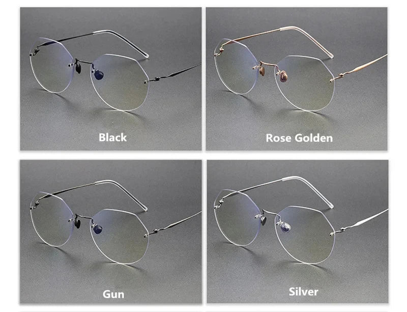 Aimee Women's Rimless Flat Top Round Titanium Eyeglasses 2431 Rimless Aimee   