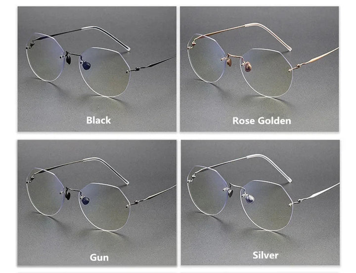 Aimee Women's Rimless Flat Top Round Titanium Eyeglasses 2431 Rimless Aimee   