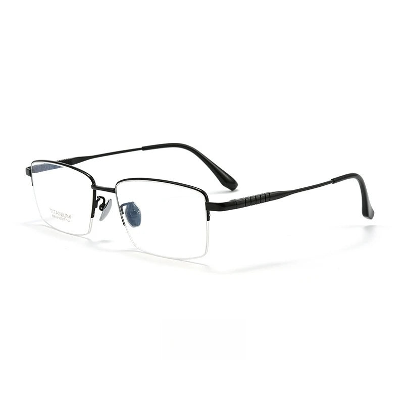 Yimaruili Men's Semi Rim Square Titanium Alloy Eyeglasses 80813