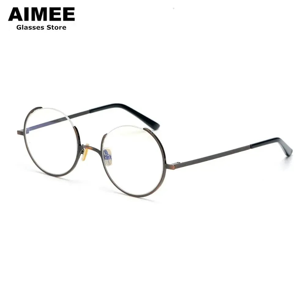 Aimee Unisex Semi Rim Round Alloy Eyeglasses 5048 Semi Rim Aimee   