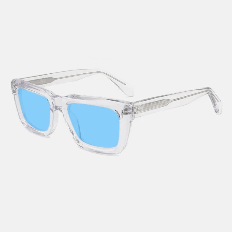 Gatenac Unisex Full Rim Square Polarized Acetate Sunglasses Mo13 Sunglasses Gatenac Transparent Blue  