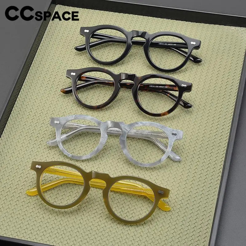 CCspace Unisex Full Rim Round Acetate Eyeglasses 57331 Full Rim CCspace   