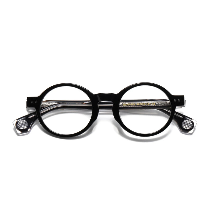 Aror Unisex Full Rim Round Acetate Thick Temple Eyeglasses 942741 Full Rim Aror black