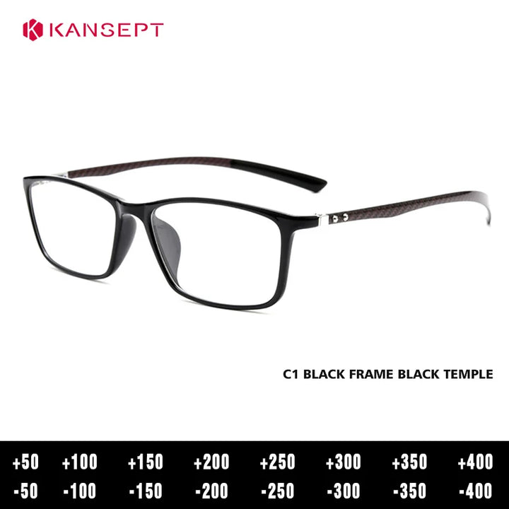 Kansept Women's Full Rim Square Tr 90 Carbon Fiber Reading Glasses 230017