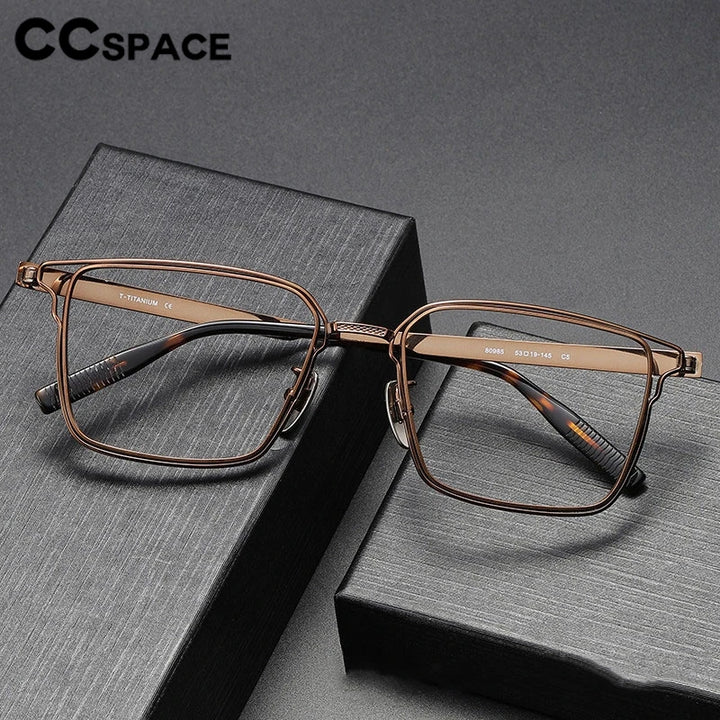 CCspace Unisex Full Rim Square Titanium Eyeglasses 301375 Full Rim CCspace   