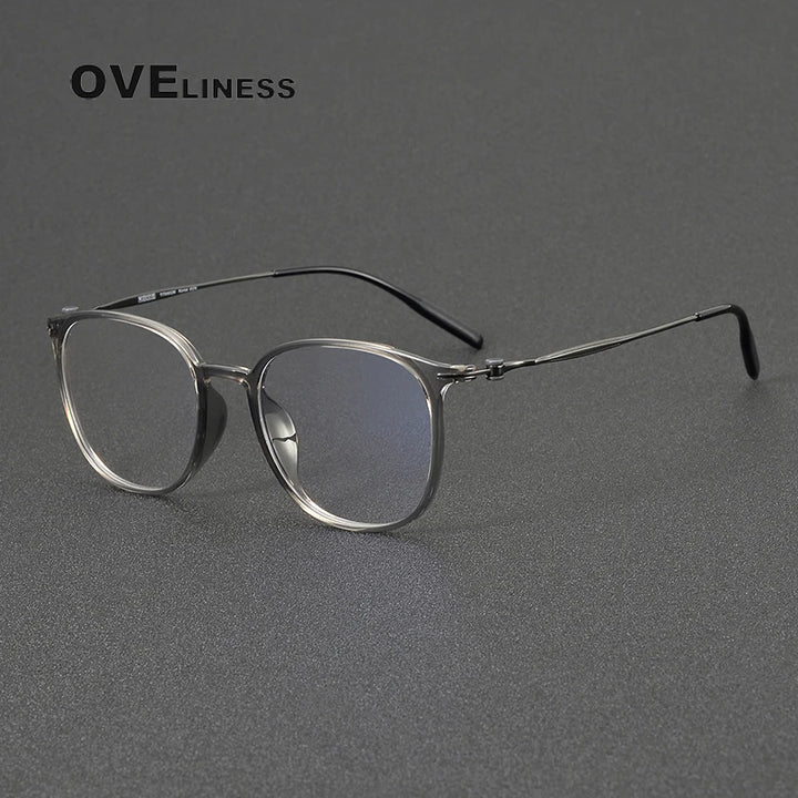 Oveliness Unisex Full Rim Oval Square Acetate Titanium Eyeglasses 8663 Full Rim Oveliness grey gun  