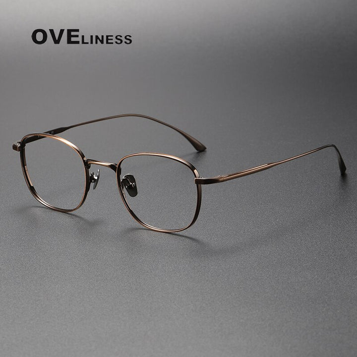 Oveliness Unisex Full Rim Square Titanium Eyeglasses 422145 Full Rim Oveliness bronze  
