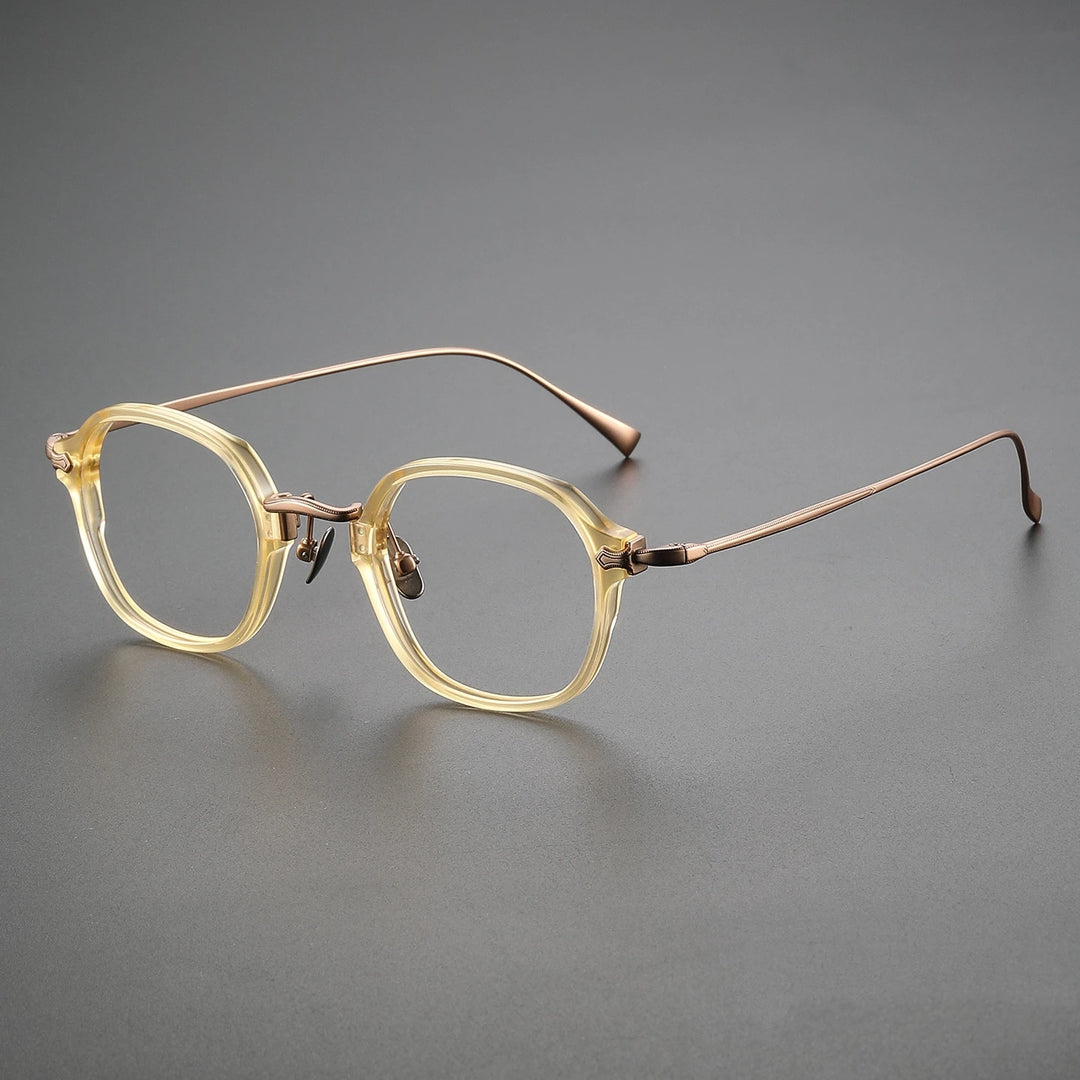 Yimaruili Unisex Full Rim Square Oval Acetate Titanium Eyeglasses 369183