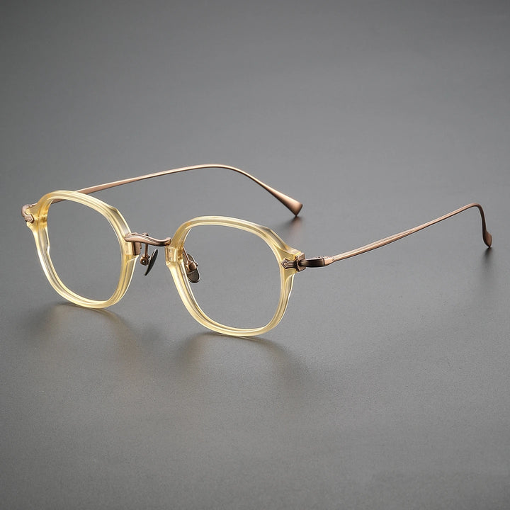 Yimaruili Unisex Full Rim Square Oval Acetate Titanium Eyeglasses 369183