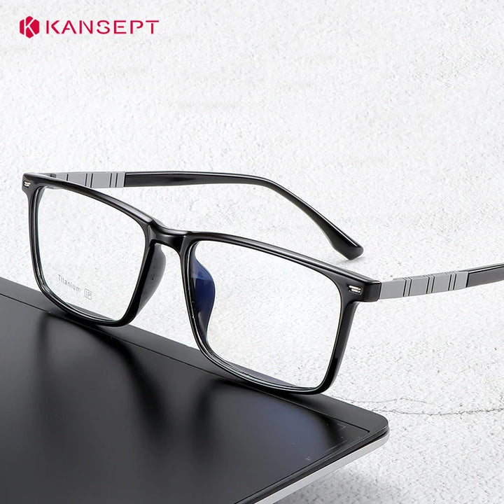 Kansept Unisex Full Rim Square Tr 90 Titanium Reading Glasses 23069