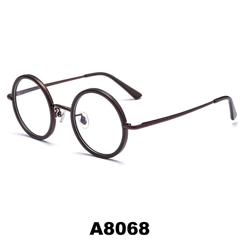 Yimaruili Unisex Full Rim Round Pure Titanium Eyeglasses A8068/A8069 — view 6 | Yimaruili at FuzWeb
