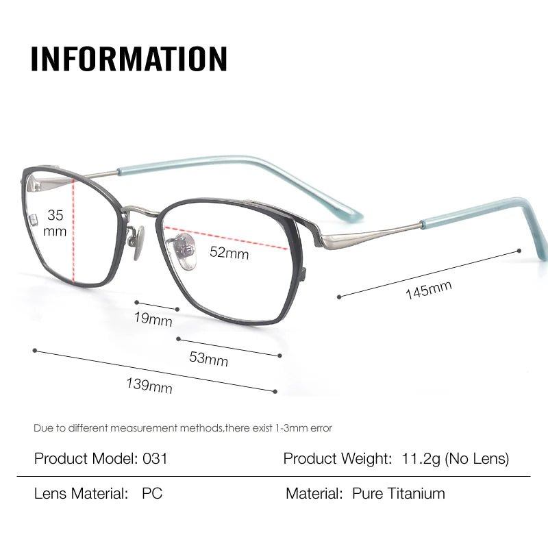 Muzz 031 women's cat eye IP titanium prescription eyeglasses — view 2