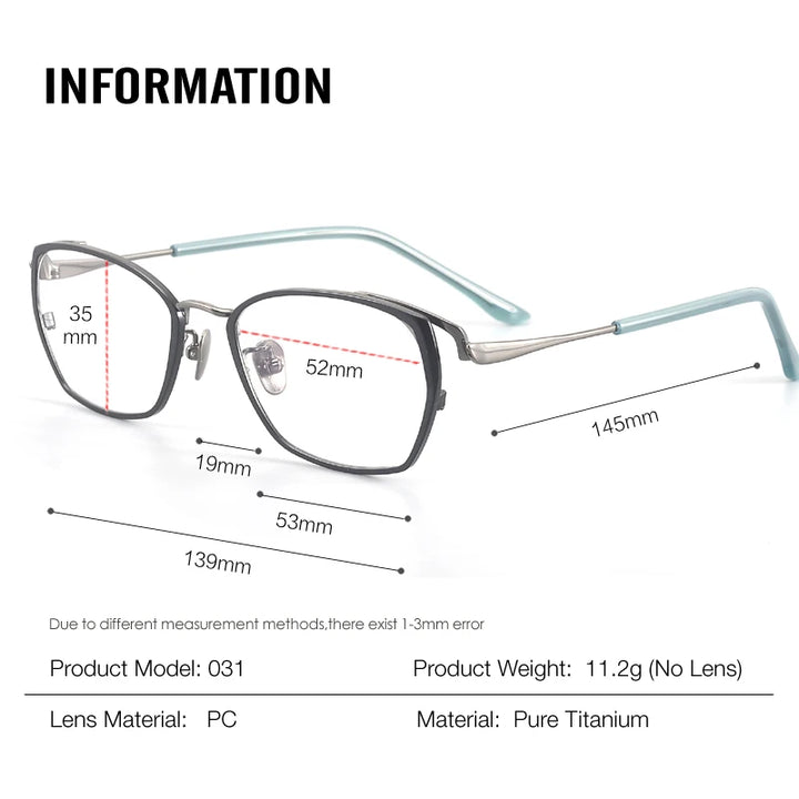 Muzz 031 women's cat eye IP titanium prescription eyeglasses — view 2