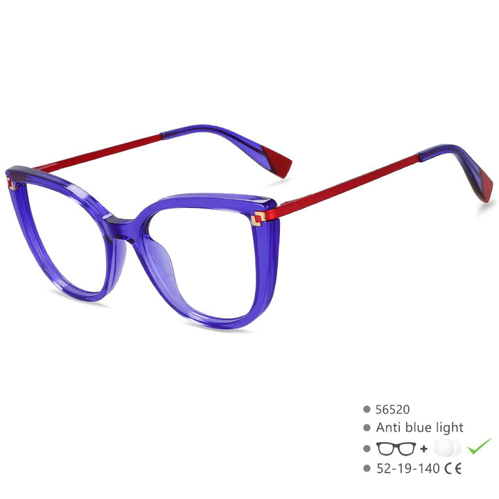 CCspace Women's Full Rim Square Cat Eye Tr 90 Alloy Eyeglasses 56520 Full Rim CCspace C6PurpleRed  