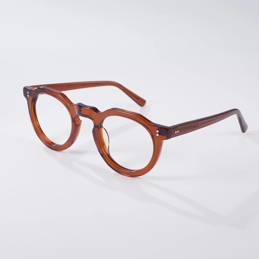 Black Mask Unisex Full Rim Flat Top Round Acetate Eyeglasses 835022