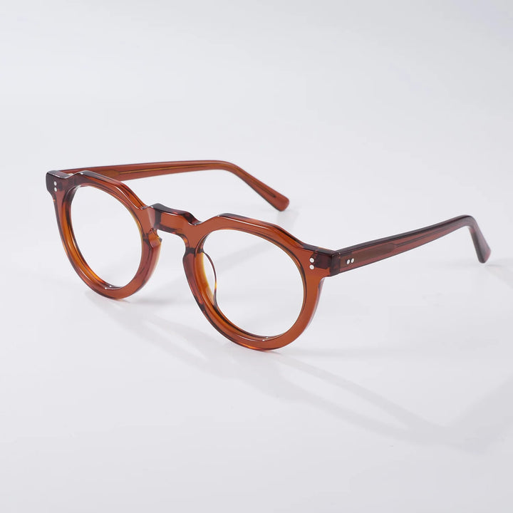 Black Mask Unisex Full Rim Flat Top Round Acetate Eyeglasses 835022