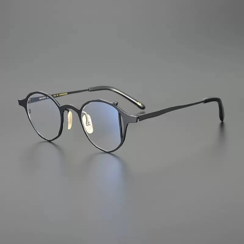 Gatenac Unisex Full Rim Round Titanium Eyeglasses Gxyj1221 Full Rim Gatenac Black  