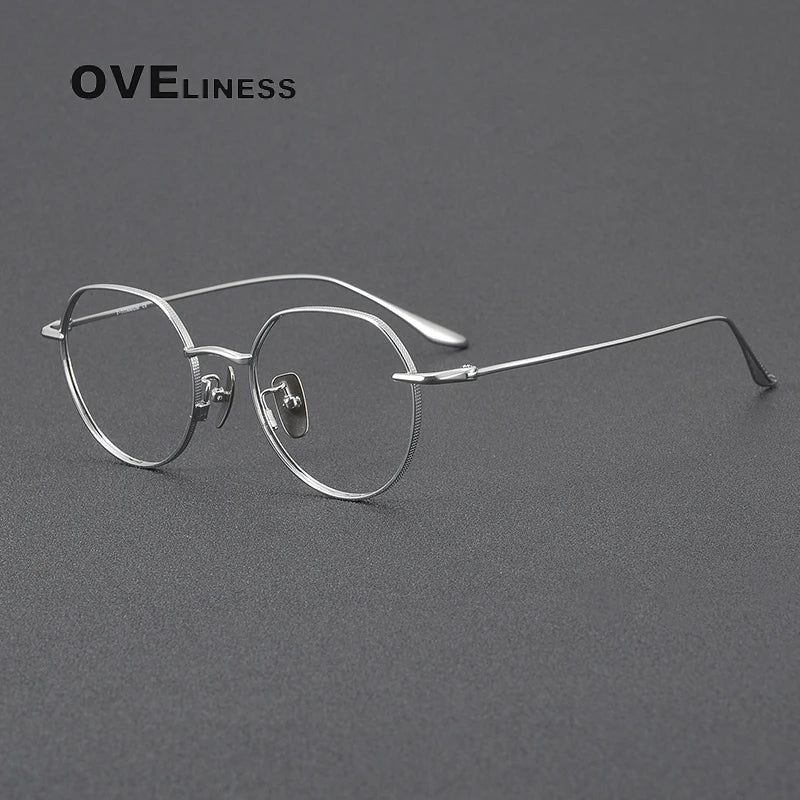 Oveliness Women's Full Rim Flat Top Oval Titanium Eyeglasses 3176 Full Rim Oveliness silver  