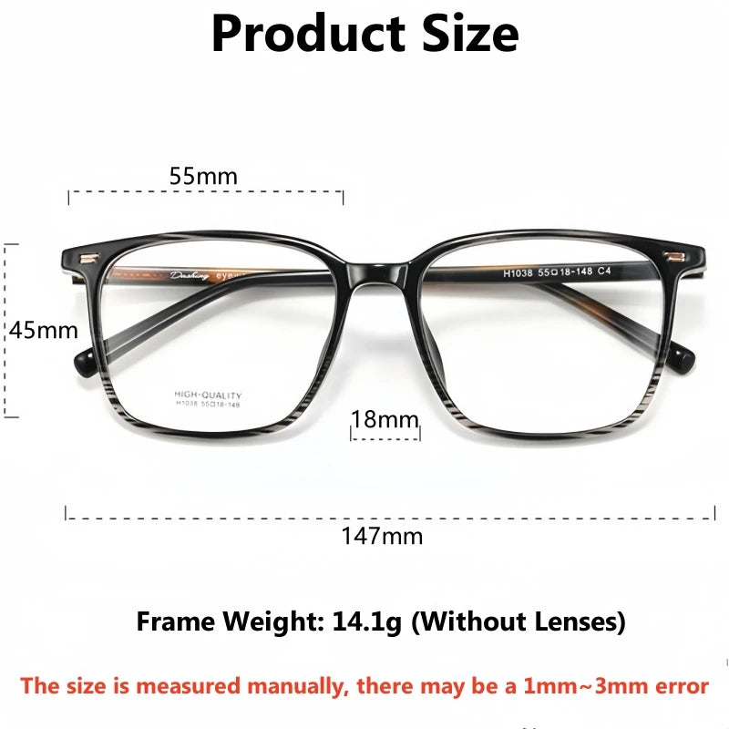 Yimaruili Unisex Full Rim Square Ultem Tr 90 Alloy Eyeglasses 631038