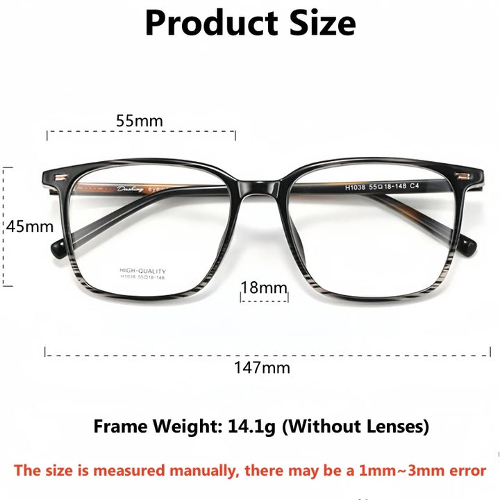 Yimaruili Unisex Full Rim Square Ultem Tr 90 Alloy Eyeglasses 631038
