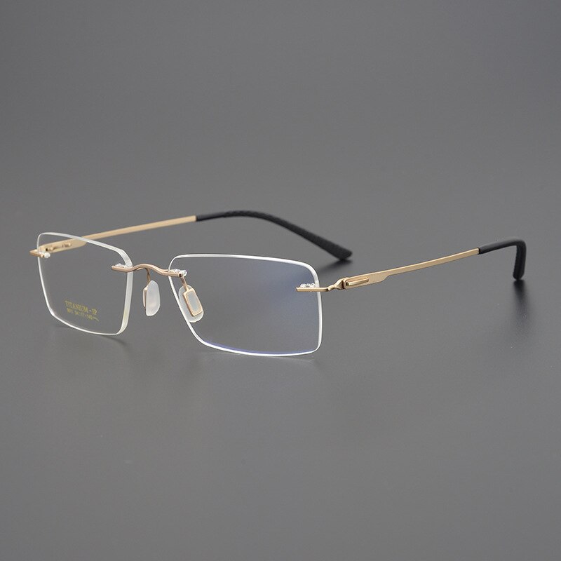 Bclear Unisex Rimless Square Titanium Eyeglasses My9911 Rimless Bclear Gold  
