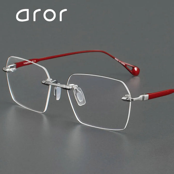 Aror Unisex Rimless Polygon Square Titanium Eyeglasses 49307 Rimless Aror