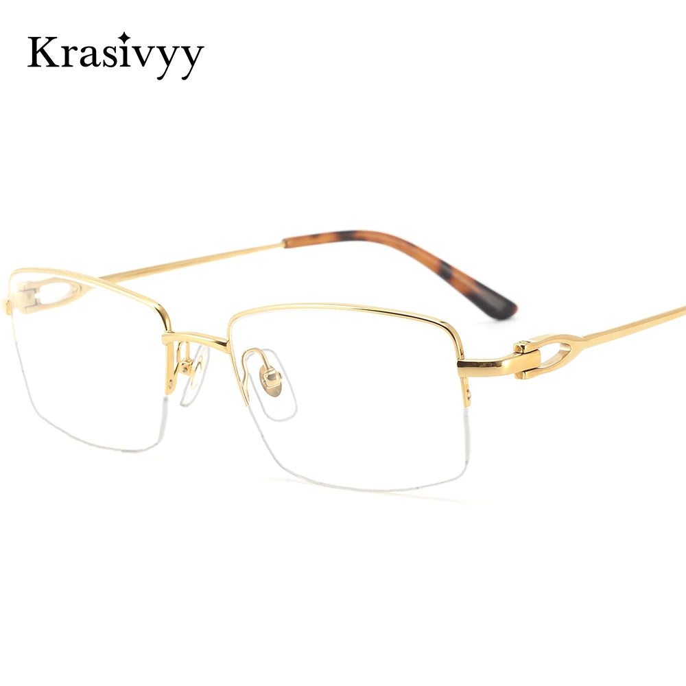 Krasivyy Men's Semi Rim Square Titanium Eyeglasses 30319O