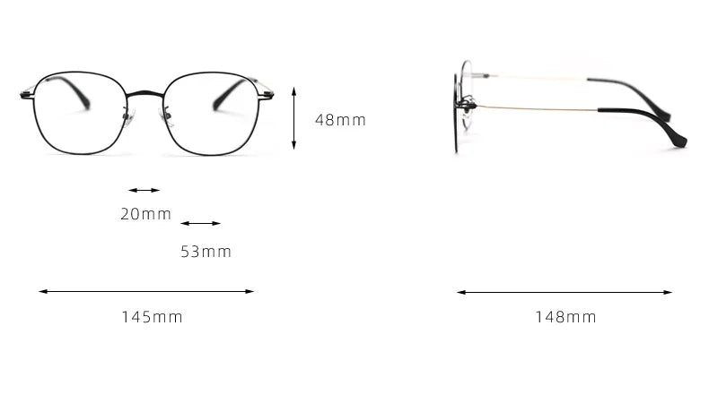 CCspace Unisex Full Rim Oval Square Titanium Eyeglasses 300722 Full Rim CCSpace   