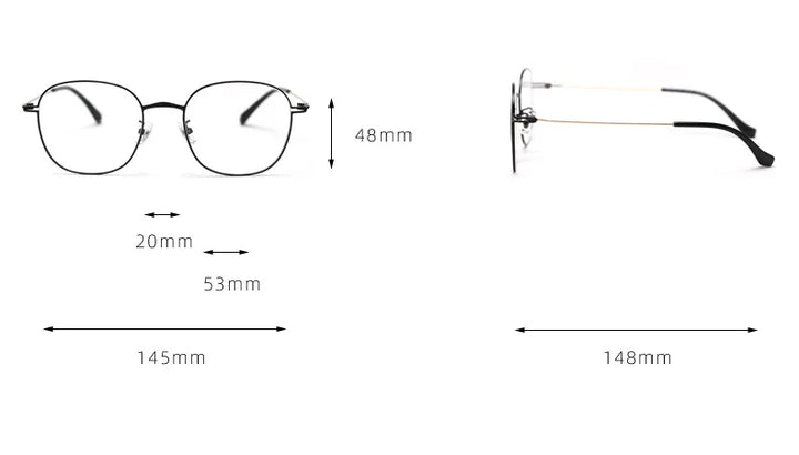 CCspace Unisex Full Rim Oval Square Titanium Eyeglasses 300722 Full Rim CCSpace   