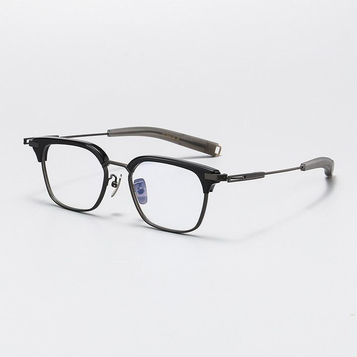 Gatenac Unisex Full Rim Square Acetate Titanium Eyeglasses Gxyj1070 Full Rim Gatenac Black  