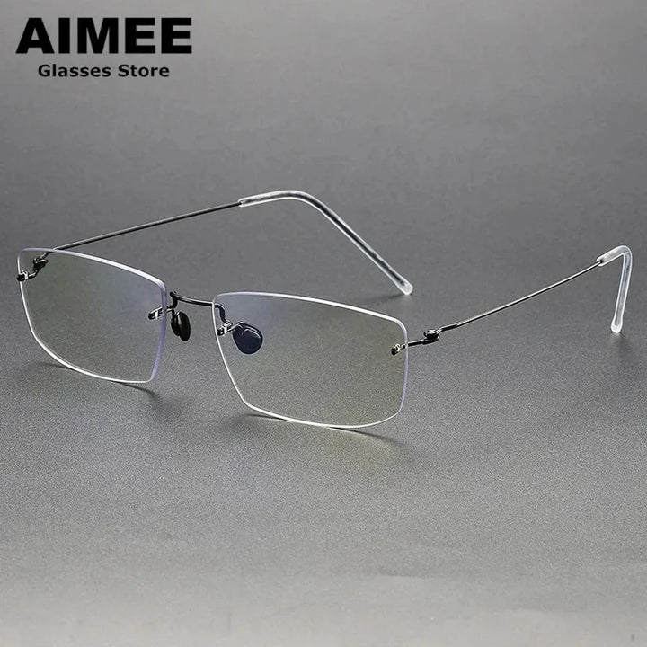 Aimee Women's Rimless Square Titanium Eyeglasses 2269 Rimless Aimee Black  