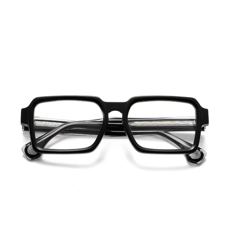 Aror Unisex Full Rim Brow Line Square Acetate Eyeglasses 942781 Full Rim Aror black