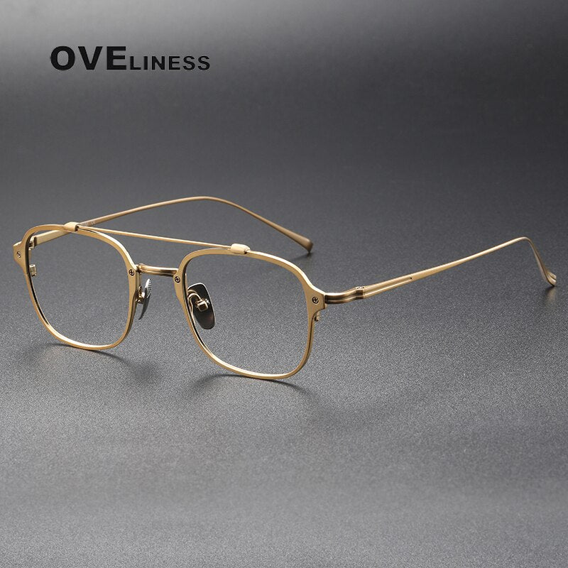 Oveliness Unisex Full Rim Square Double Bridge Titanium Eyeglasses Kj31 Full Rim Oveliness   