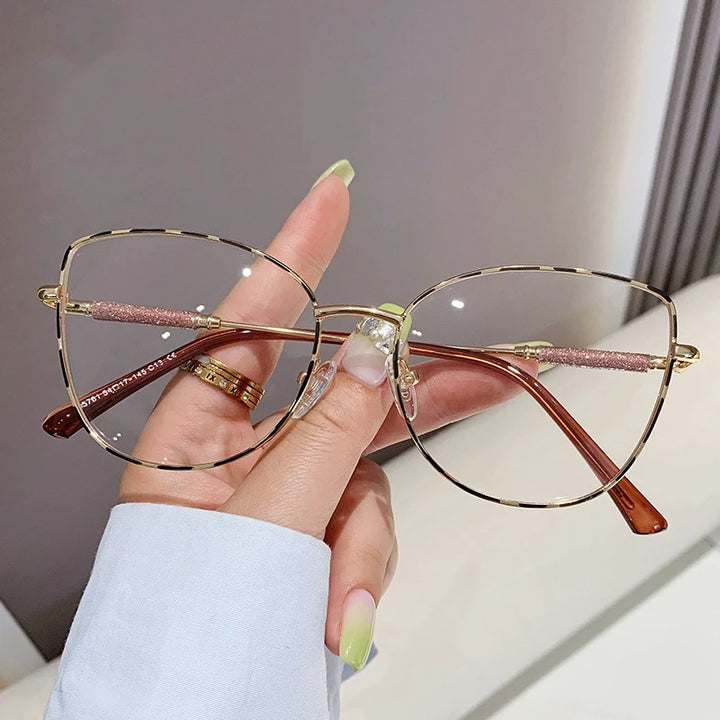 Vicky Women's Full Rim Square Cat Eye Alloy Reading Glasses 637140