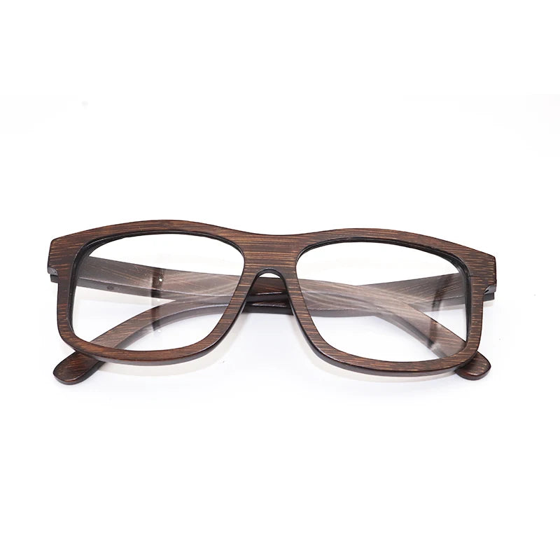 Hdcrafter Unisex Full Rim Square Bamboo Wood Eyeglasses 356191