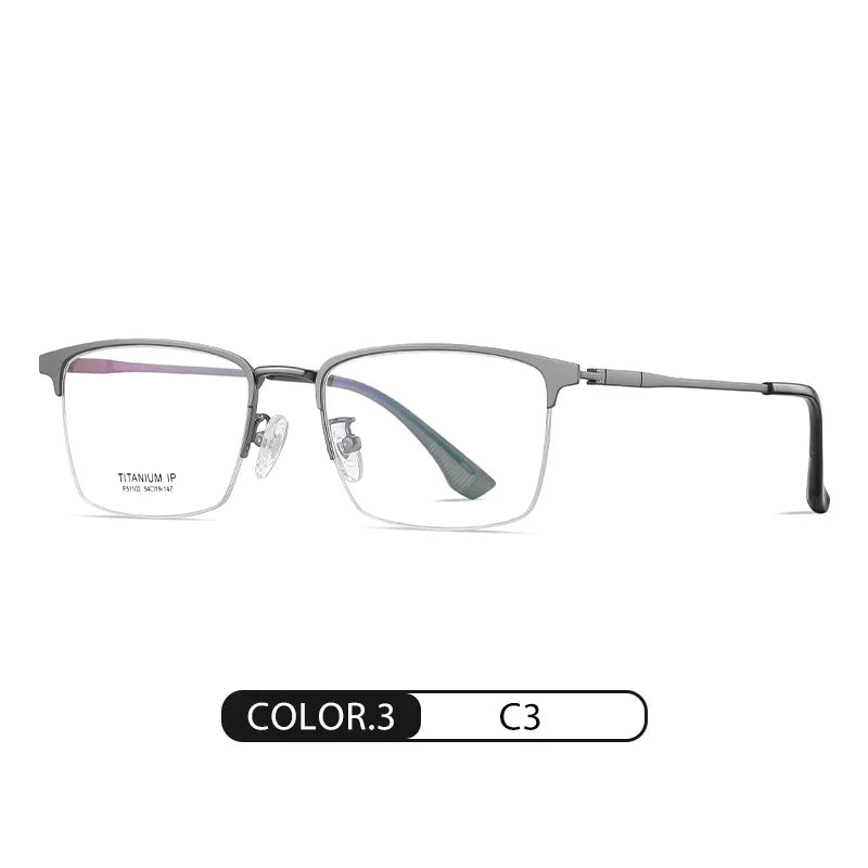 Reven Jate Unisex Semi Rim Square Titanium Acetate Eyeglasses 51102 Semi Rim Reven Jate C3