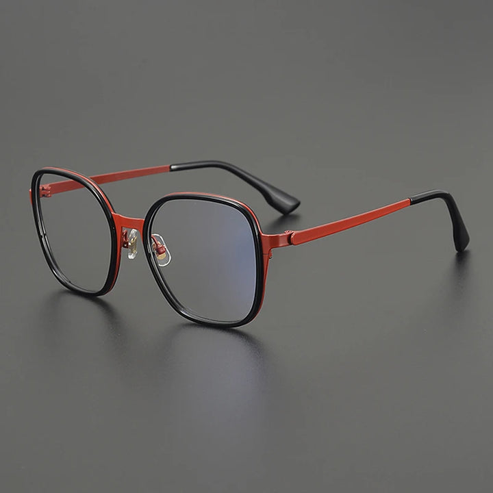 Nobler Unisex Full Rim Big Square Polygon Titanium Eyeglasses 48297