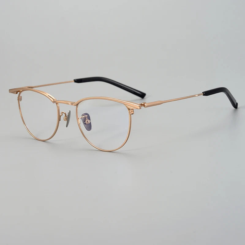 Aimee Unisex Full Rim Brow Line Oval Titanium Eyeglasses 19155 Full Rim Aimee Rose-Golden  